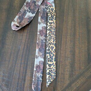 BOUTIQUE C. Banning Neck Scarf Flowers Leopard Cheetah Print Accent Tie Headband